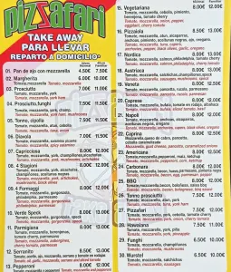 Carte de Pizzafari 1