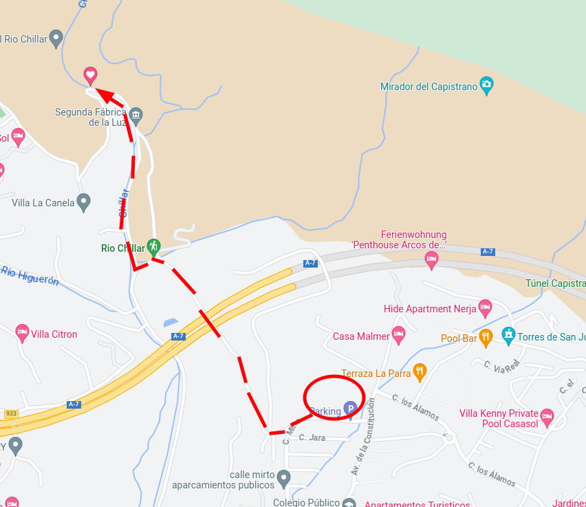 Map showing the where to find parking.