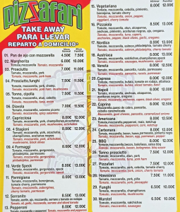 Pizzafari menu 1